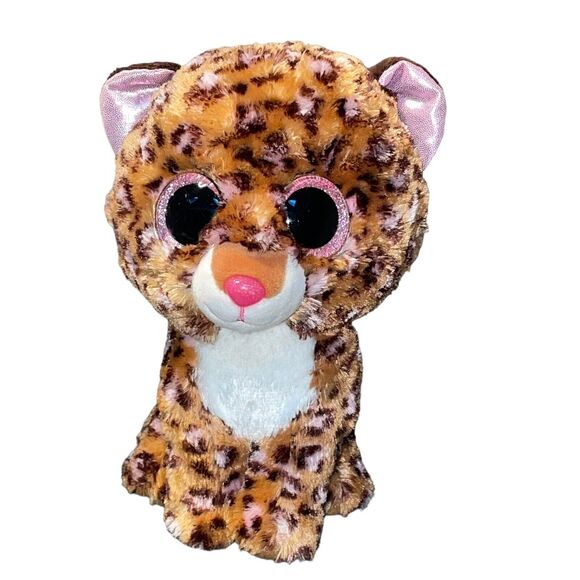 Ty Beanie Boos Plush Leopard Jaguar Tiger Patches Stuffed Animal Glitter Eye 10" - Picture 3 of 11